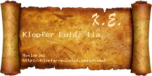 Klopfer Eulália névjegykártya